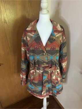 Outback Trading Co. Valerie Southwestern Sherpa Lined Belted Jacket XL